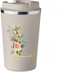 Prémium thermo bögre bézs L-es betűvel Laura monogram KT_144_b