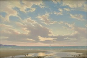 Divatos Flizelin tapéta 3D ragasztóval Csendes part 104x70 Ragasztó