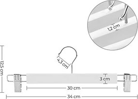 8db fából készült nadrág akasztók, állítható, fehér