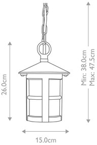 Elstead BL21B-BLACK - Kültéri csillár HEREFORD 1xE27/100W/230V IP43