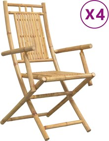 vidaXL 4 db összecsukható bambusz kerti szék 53 x 66 x 99 cm