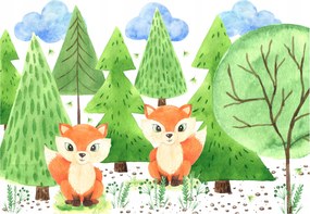 Fotótapéta Rókák az erdőben Mesebeli vinil gyerekszoba 368x254 +ragasztó