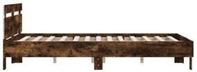 füstös tölgy színű ágykeret fejtámlával és LED-del 140x190 cm