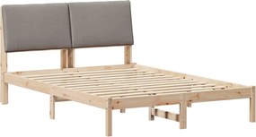 vidaXL Ágykeret fejtámlával Barna és taupe 150 x 200 cm Tömör fenyőfa