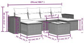 7 részes barna polyrattan kerti ülőgarnitúra párnákkal