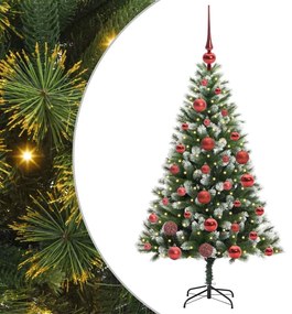 Műanyag csuklós karácsonyfa bolyhos hóval Zöld és fehér 120 cm