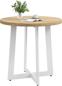 HOMCOM Kerek Étkezőasztal 4 Személynek Modern Konyhai Asztal Fából Készült Asztallappal és Kereszt Acél Alapval Étkezőbe Ø80x75 cm Tölgy | Aosom