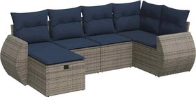 vidaXL 6 részes szürke polyrattan kerti ülőgarnitúra párnákkal
