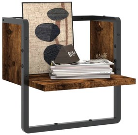 füstös tölgy színű fali polc rúddal 30x25x30 cm