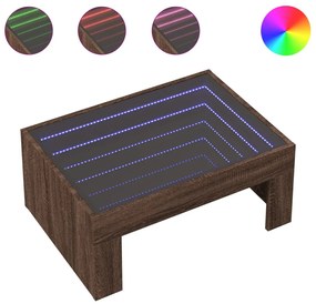 Barna tölgy végtelen hatású LED-es dohányzóasztal 70x50x30 cm