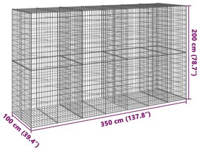 horganyzott vas gabion kosár fedéllel 350 x 100 x 200 cm