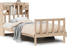 vidaXL tömör fenyőfa könyvespolcos ágy matrac nélkül 75 x 190 cm