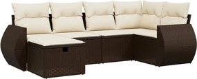 vidaXL 6 részes barna polyrattan kerti ülőgarnitúra párnával