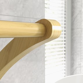 HOMCOM Bambusz Törölközőtartó 3 Rúddal és Tárolópolccal, Szabadonálló Törölközőtartó Fürdőszobába és Mosókonyhába, Természetes Finishel | Aosom