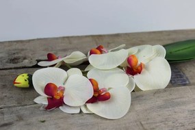 Fehér mű orchidea levelekkel 44cm