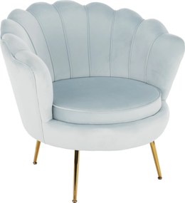 Fotel Art-deco stílusban, szürke-kék Velvet anyag/gold chróm-arany, NOBLIN