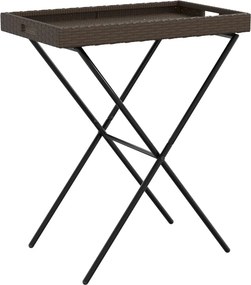 vidaXL barna összecsukható polyrattan tálcaasztal 65 x 40 x 75 cm