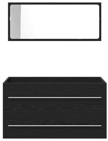 vidaXL Mosdó Szekrény Tükörrel Fekete Tölgy 90x45x1,5 cm Mérnöki Fa