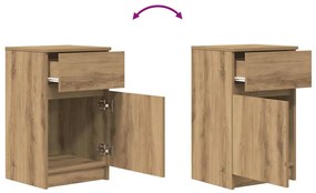 kézműves tölgy színű szerelt fa éjjeliszekrény 39x35x65 cm