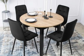 Étkezőgarnitúra 4 db. Fekete Bársony Peru székkel. Bővíthető asztal HARRY 102-142 cm
