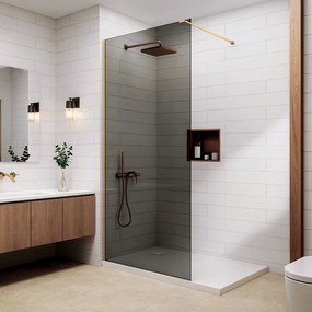 Walk-in || Gold zuhanyfal, füstüveggel 100, 200cm, 8mm, NANO