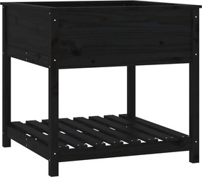 vidaXL fekete tömör fenyőfa növénytartó polccal 82,5x82,5x81 cm