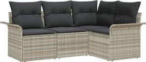 vidaXL Kerti Kanapé Szett párnával 4 pcs Világosszürke polirattan