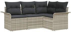 vidaXL Kerti Kanapé Szett párnával 4 pcs Világosszürke polirattan