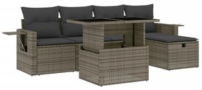 6 részes szürke polyrattan kerti ülőgarnitúra párnákkal