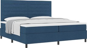 vidaXL Boxrugós ágy matracmal fejtámlával Kék 200 x 200 cm szövet