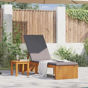 vidaXL Napozó párnával Olaj Természetes 200 x 55 x 94 cm Tömör akácfa