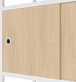 Iratrendező polc zárható szekrénnyel, irodai, nyitott polcok, fém fehér/sonoma tölgy, 800x2200x400 mm: ARIEL Eco Design