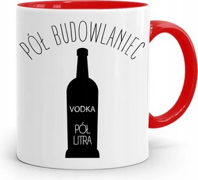 Piros Építőipari Bögre Barkácsoló Szakember Ajándék fényképes nyomtatással