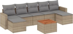 vidaXL 8 részes vegyes bézs polyrattan kerti ülőgarnitúra párnákkal