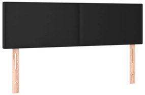 fekete műbőr rugós ágy matraccal és LED-del 140x200 cm