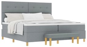 Boxspring Ágy Mattal &amp; Pad Light Grey 200x200 cm Szövet