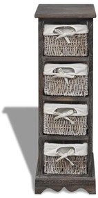 vidaXL barna fa tárolóállvány 4 szőtt kosárral