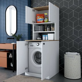 Kira White and Walnut szekrény a mosógép fölé