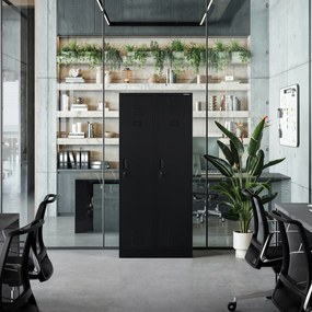 KACPER négyrekeszes BHP öltözőszekrény, 800 x 1800 x 500 mm, fekete