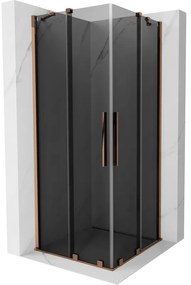 Mexen Velar Duo, zuhanykabin tolóajtóval 80 x 80 cm, 8mm szürke üveg, rózsaszín arany, 871-080-080-42-60