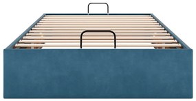Ottomán ágykeret matrac nélkül sötétkék 100x200 cm bársony