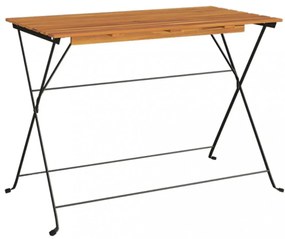 tömör akácfa és acél összecsukható bisztróasztal 100x54x71 cm