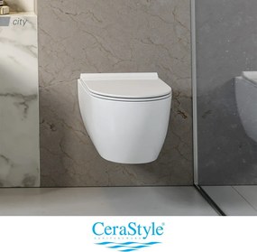 CeraStyle CITY fali WC - MATT FEHÉR - rimless - perem nélküli - rejtett rögzítésű - 53 cm