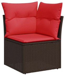 vidaXL barna polyrattan kerti sarokkanapé párnákkal