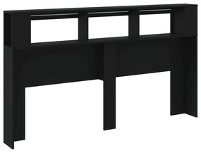 fekete szerelt fa LED-es fejtámla 180x18,5x103,5 cm
