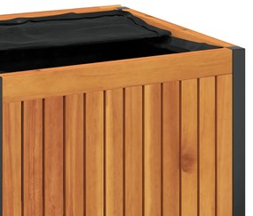 tömör akácfa és acél kültéri párnatartó láda 110x45x42/53 cm