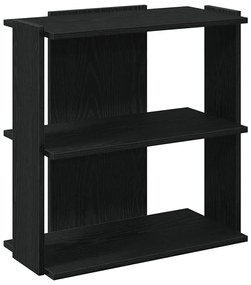 3 szintes fekete szerelt fa könyvespolc 60x30x60 cm