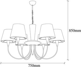Pardo 3011 antik fém és szövet 6 izzós függőlámpa, Ø75 cm