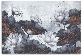 Gario Vászonkép Absztrakt lótusz virágok és beton Méret: 100 x 70 cm
