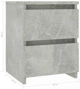 2 db betonszürke szerelt fa éjjeliszekrény 30 x 30 x 40 cm